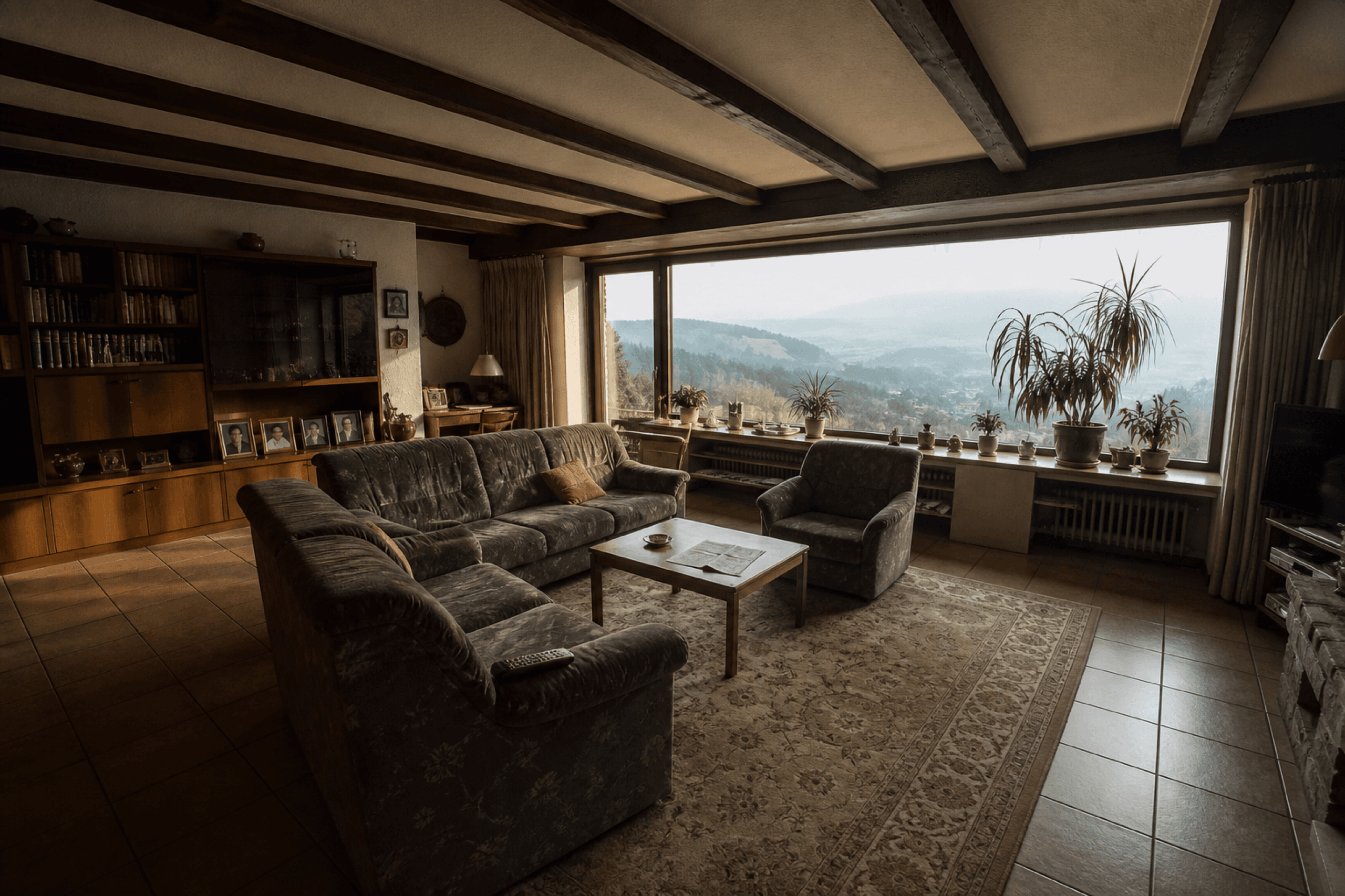 Wohnzimmer mit Panoramafenster